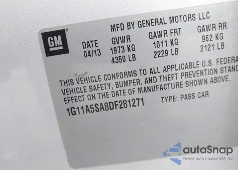 2013 Chevrolet Malibu Ls from USA, damaged, VIN 1G11A5SA8DF281271